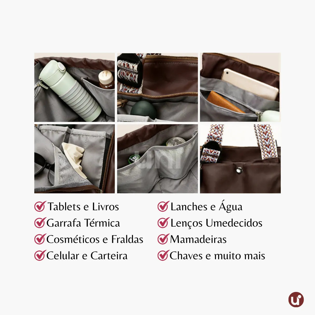 Bolsa Mochila Multifuncional Feminina Viagem e Maternidade 16 Bolsos Impermeável