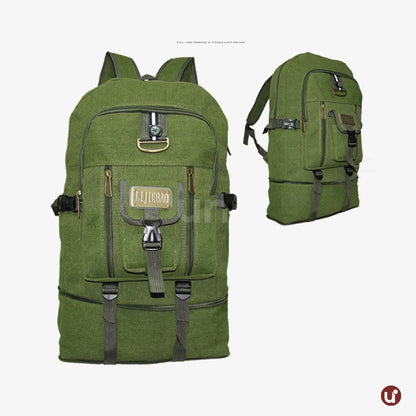 Mochila Masculina de Lona Premium Expansível 50L Resistente à Água