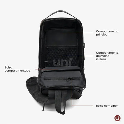 Bolsa Transversal Antifurto Impermeável com Cadeado e USB - SecureCarry™