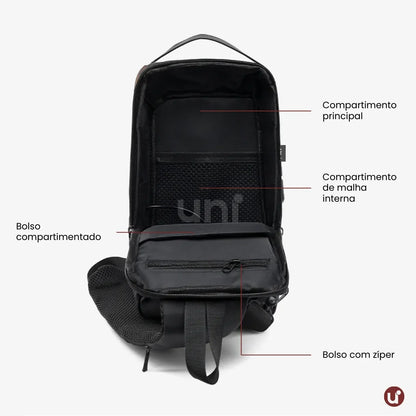 Bolsa Transversal Antifurto Impermeável com Cadeado e USB - SecureCarry™