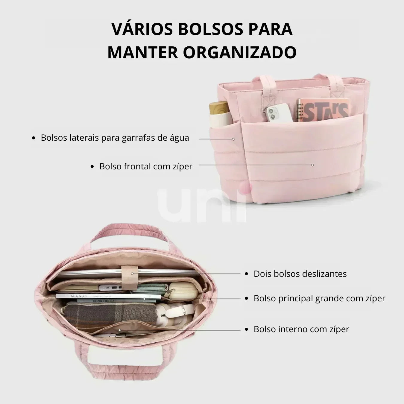 Bolsa Tote Feminina Puffer Impermeável com Porta Notebook - UniBubble™