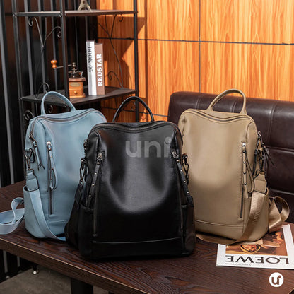 Mochila Feminina Antifurto Impermeável em Couro 3 em 1 - Shiny Diary