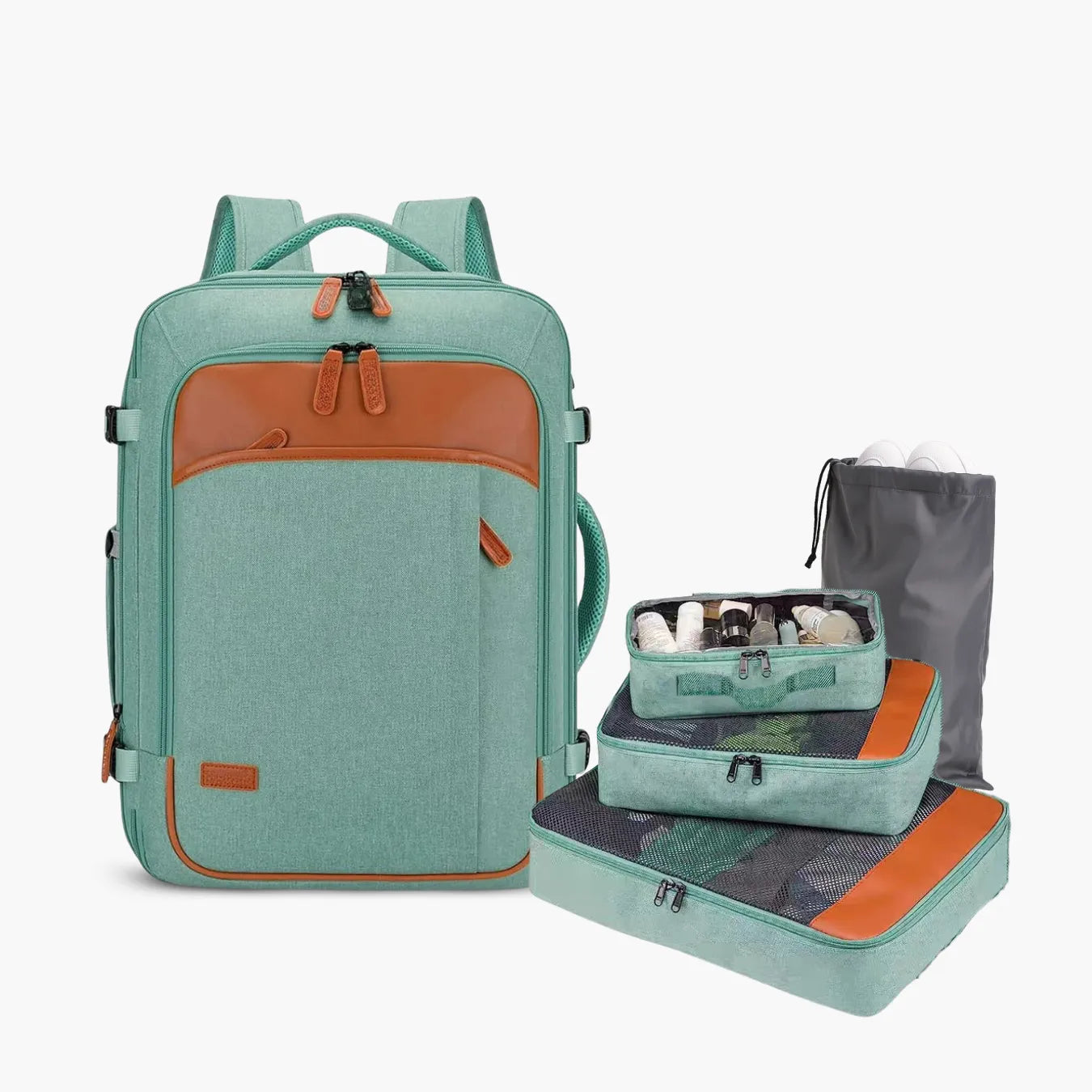 Mochila de Viagem 40L Expansível + 3 Necessaires Grátis