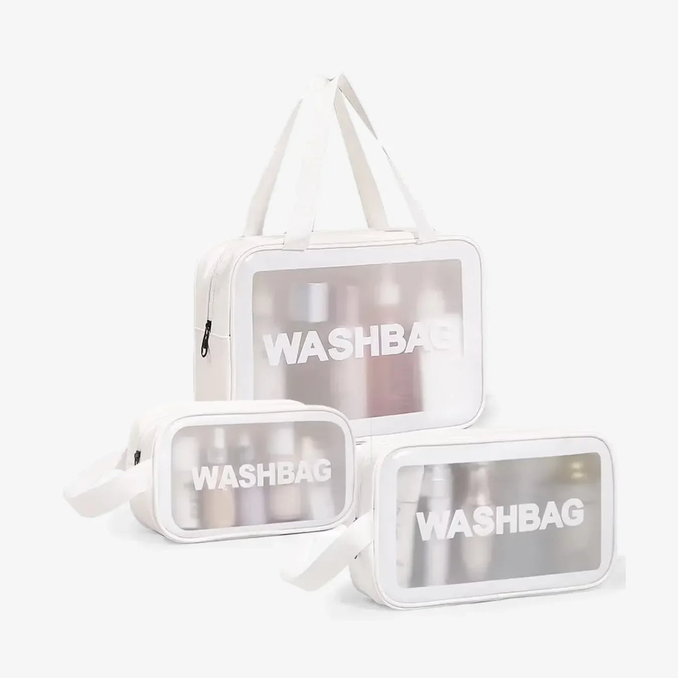Kit 3 Necessaires Transparentes Impermeáveis para Viagem - WashBags™