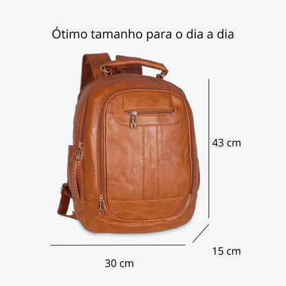 Mochila Feminina de Couro Antifurto para Notebook 15" Impermeável