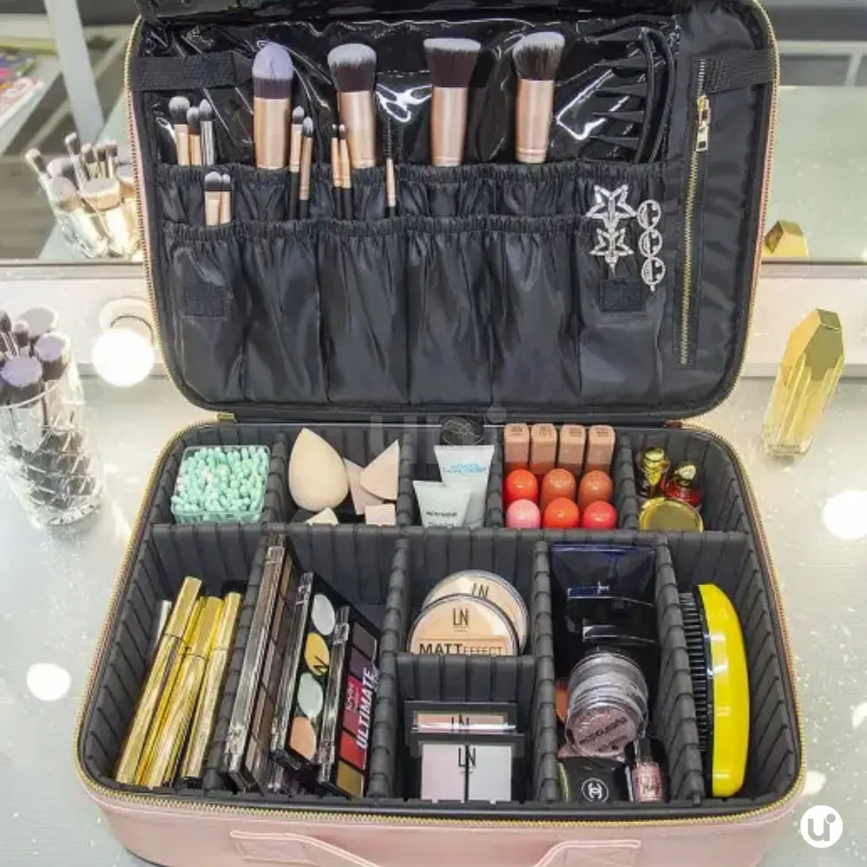 Maleta de Maquiagem Profissional Grande com Divisórias Ajustáveis - LaryBag™