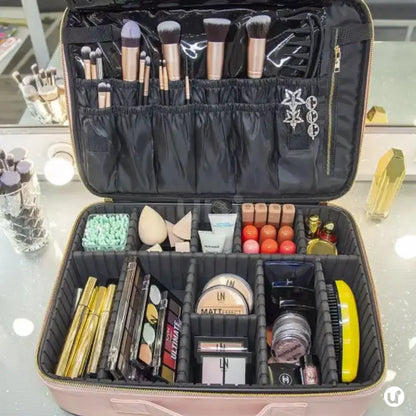 Maleta de Maquiagem Profissional Grande com Divisórias Ajustáveis - LaryBag™