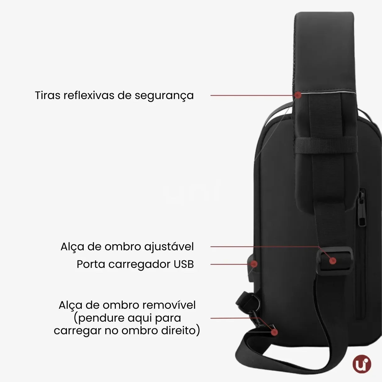 Bolsa Transversal Antifurto Impermeável com Cadeado e USB - SecureCarry™