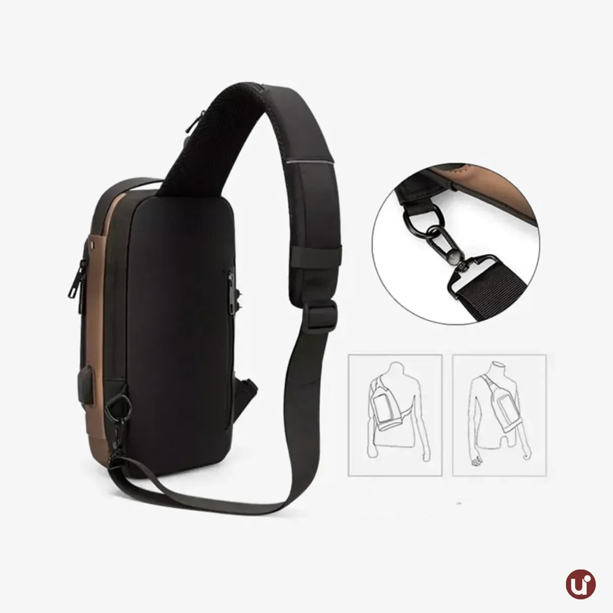 Bolsa Transversal Antifurto Impermeável com Cadeado e USB - SecureCarry™