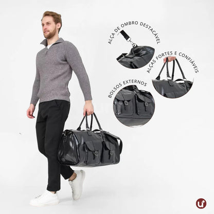 Bolsa de Viagem 2 em 1 Porta-Terno em Couro Premium - ClassyBag™