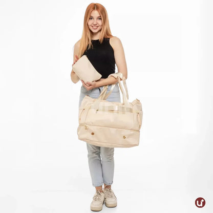 Kit Bolsa de Viagem e Academia Feminina 2 Peças com Porta-Sapatos - JenniBag™