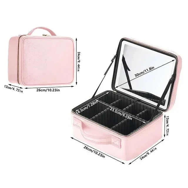 Necessaire Feminina Camarim Portátil com Espelho LED - LedBag™ 2.0