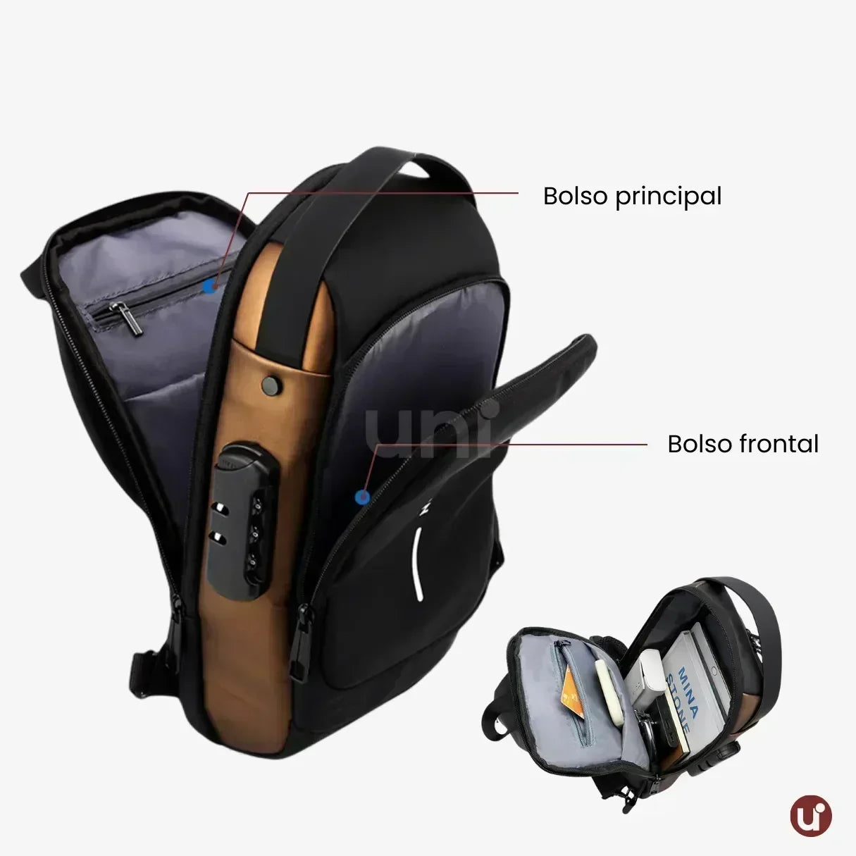 Bolsa Transversal Antifurto Impermeável com Cadeado e USB - SecureCarry™