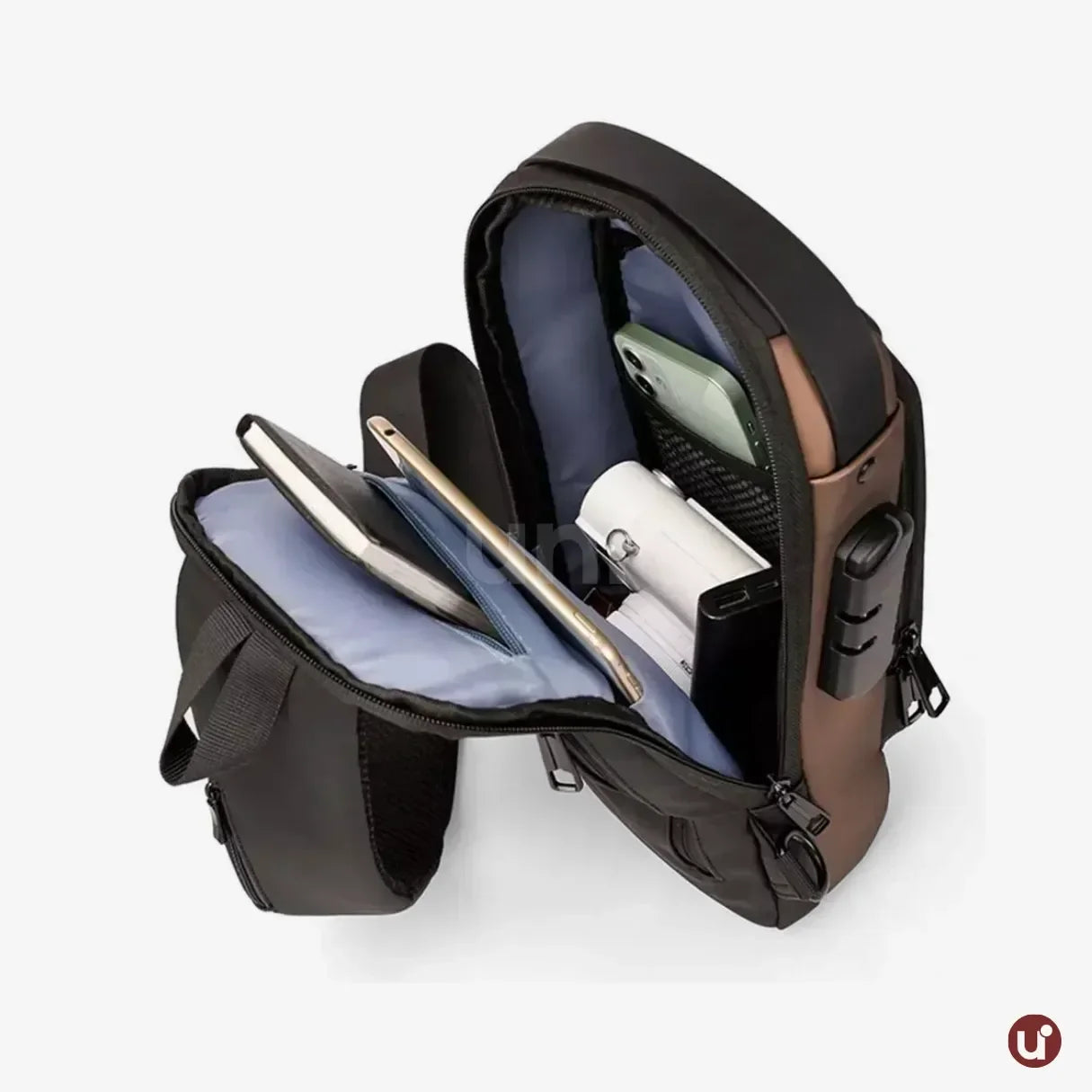 Bolsa Transversal Antifurto Impermeável com Cadeado e USB - SecureCarry™