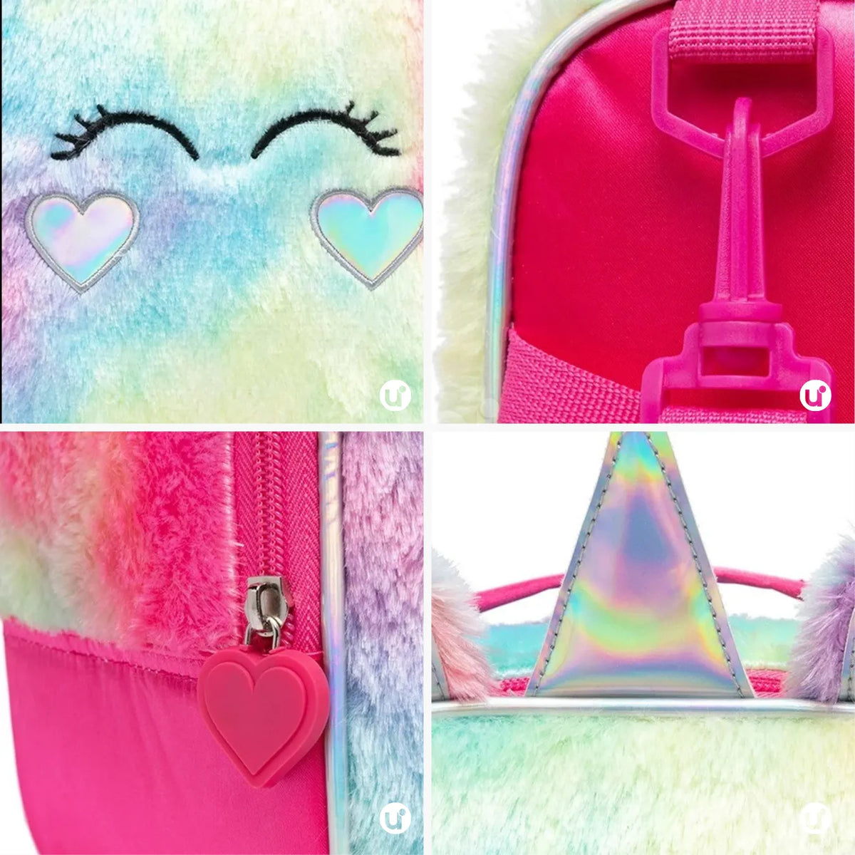 Kit Mochila Escolar de Rodinha Unicórnio Pelúcia 3 Peças - Conforto e Magia