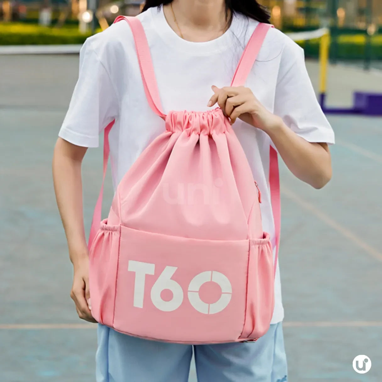 Mochila Saco Esportiva Impermeável com Bolso Antifurto - T60