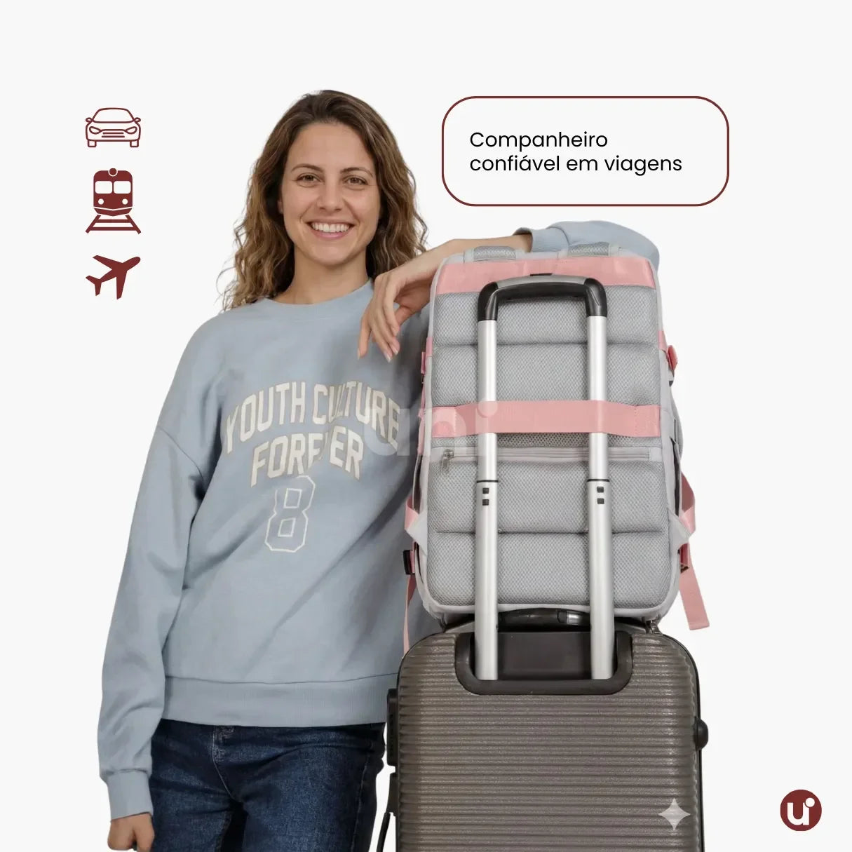Mochila de Viagem Mala de Bordo Impermeável com Abertura 180° - RoyalViolet™