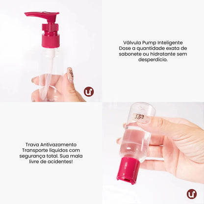 Kit de Frascos para Viagem em Silicone Antivazamento – 5 a 8 Peças