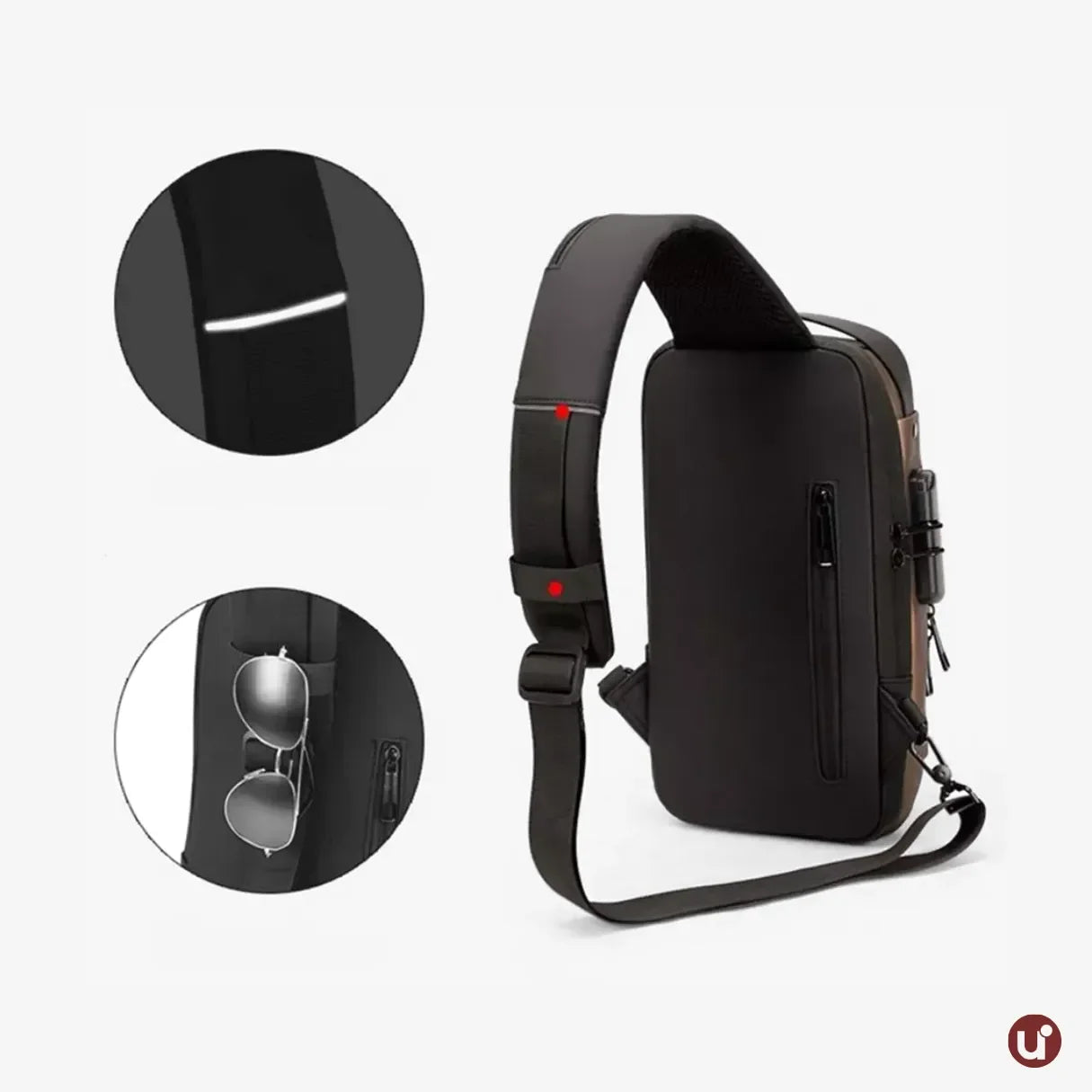 Bolsa Transversal Antifurto Impermeável com Cadeado e USB - SecureCarry™