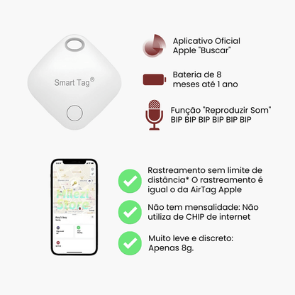 Smart Tag Rastreador Inteligente de Bagagem e Objetos (Exclusivo iOS)