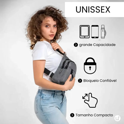 Mochila Transversal Impermeável e Antifurto para Viagem - CrossMove™