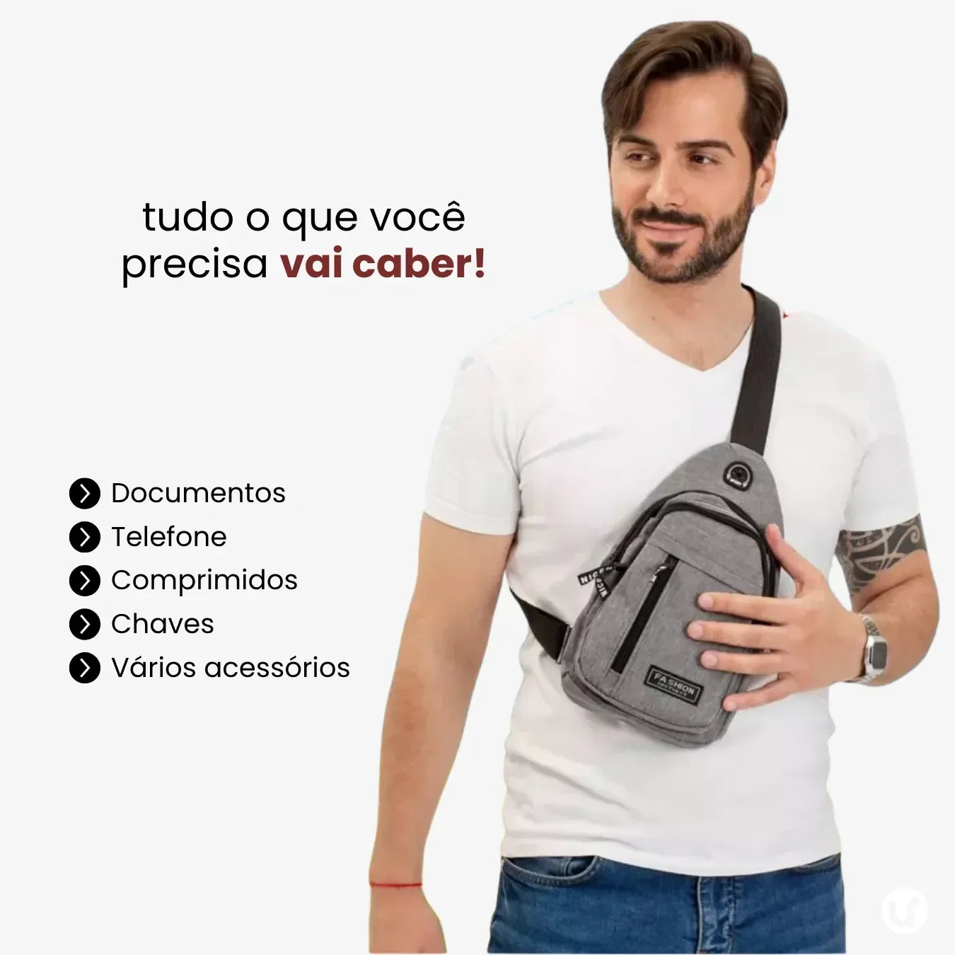 Mochila Transversal Impermeável e Antifurto para Viagem - CrossMove™