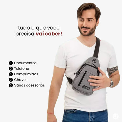 Mochila Transversal Impermeável e Antifurto para Viagem - CrossMove™