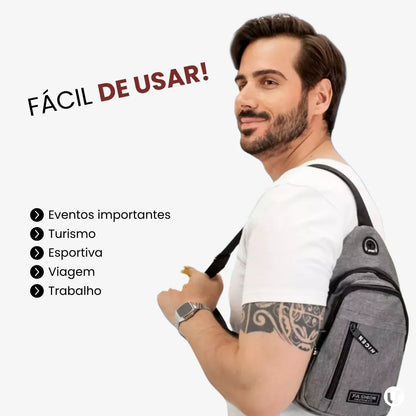 Mochila Transversal Impermeável e Antifurto para Viagem - CrossMove™