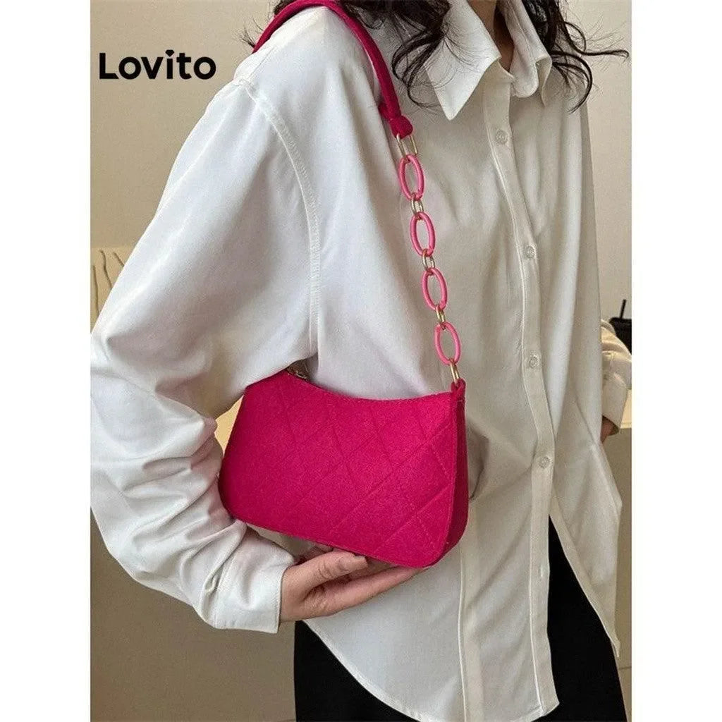 Bolsa de Ombro Hobo Minimalista com Alça de Corrente - Lovito™