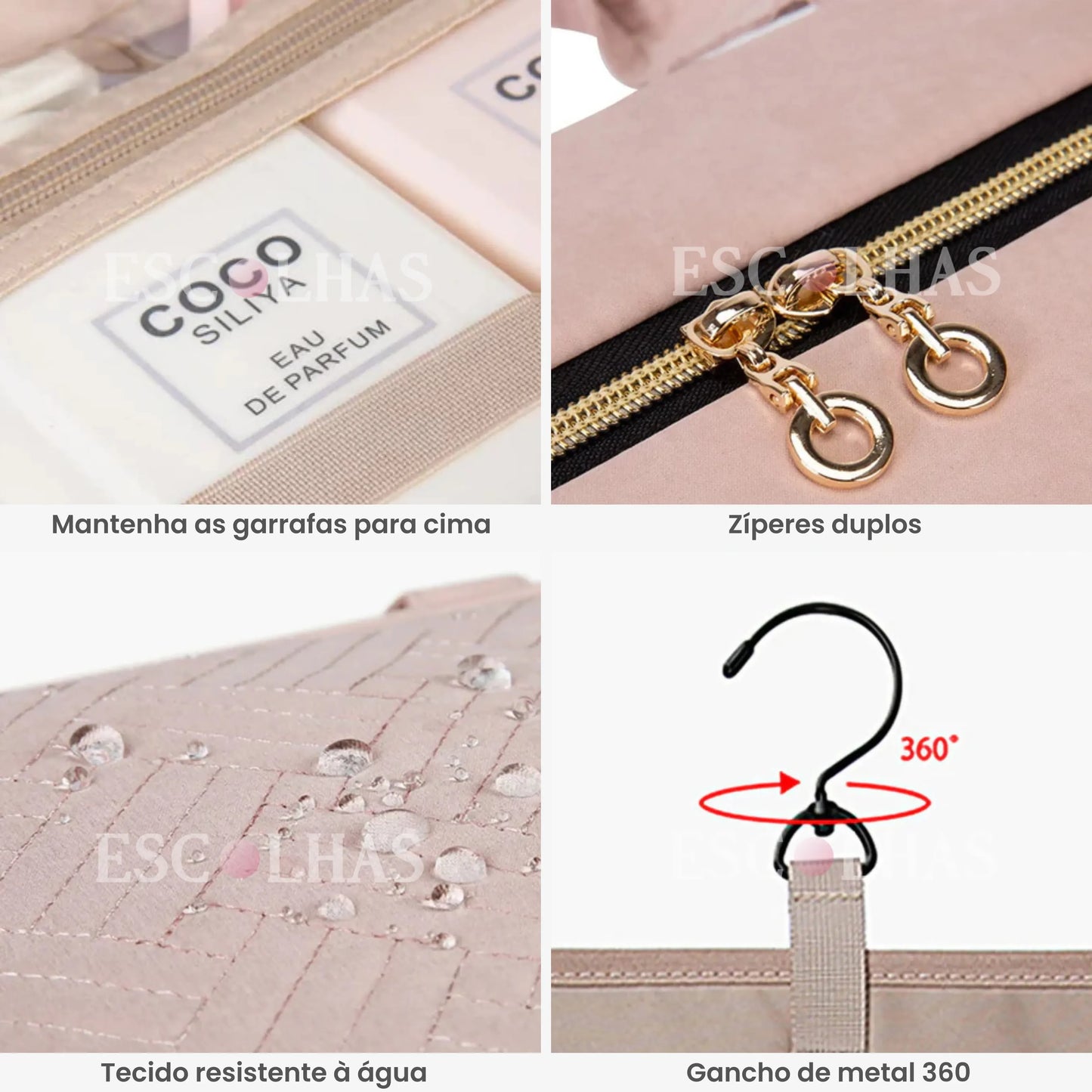Necessaire de Viagem Dobrável com Gancho Metálico BeautyVoyage™ LITE
