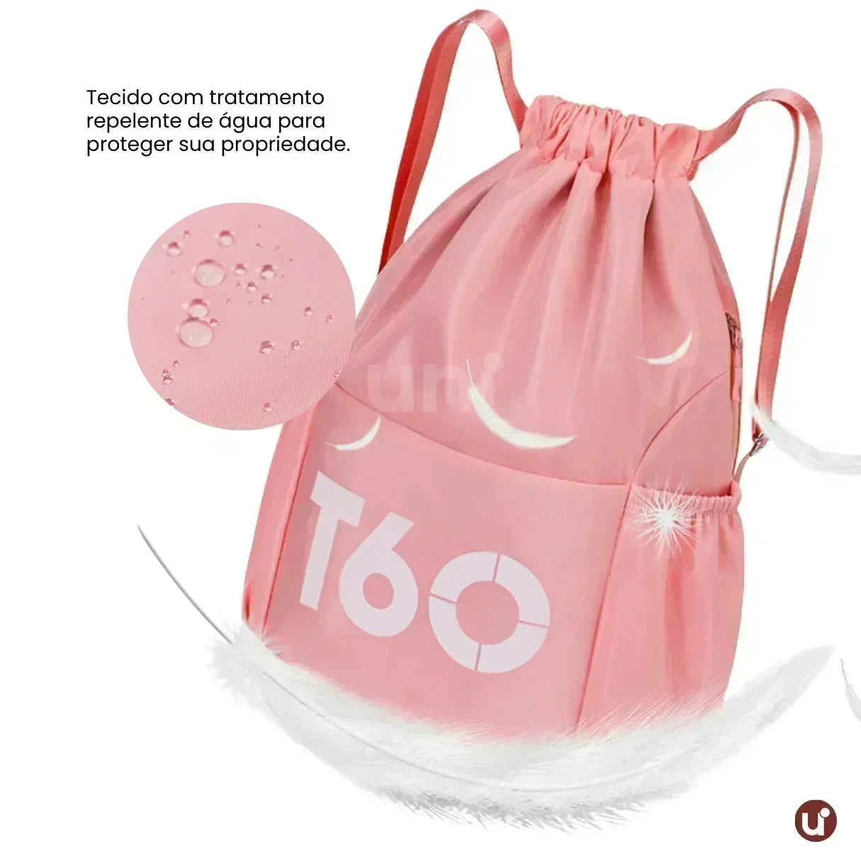 Mochila Saco Esportiva Impermeável com Bolso Antifurto - T60