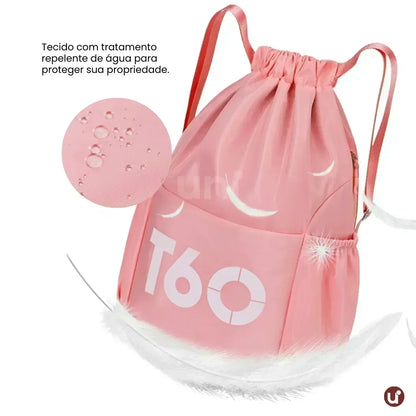 Mochila Saco Esportiva Impermeável com Bolso Antifurto - T60