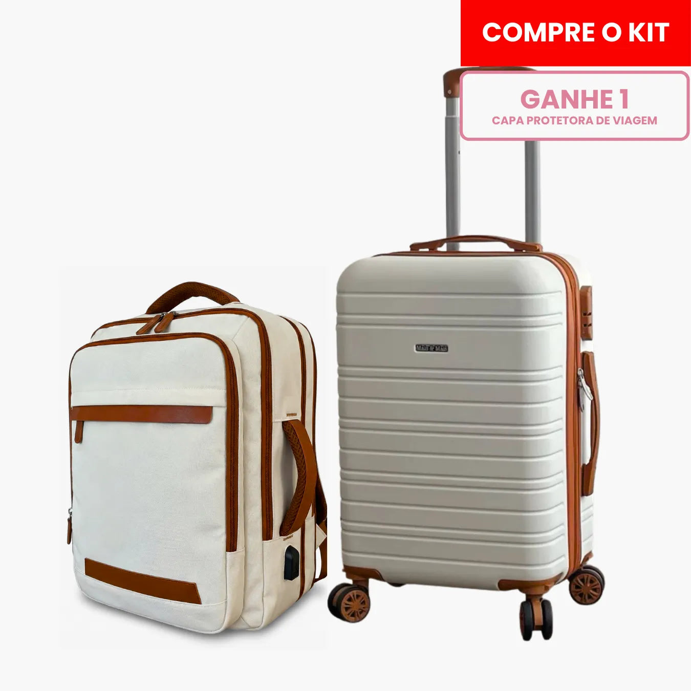 Kit Mala de Bordo 10kg e Mochila Siena™ com Capa Protetora