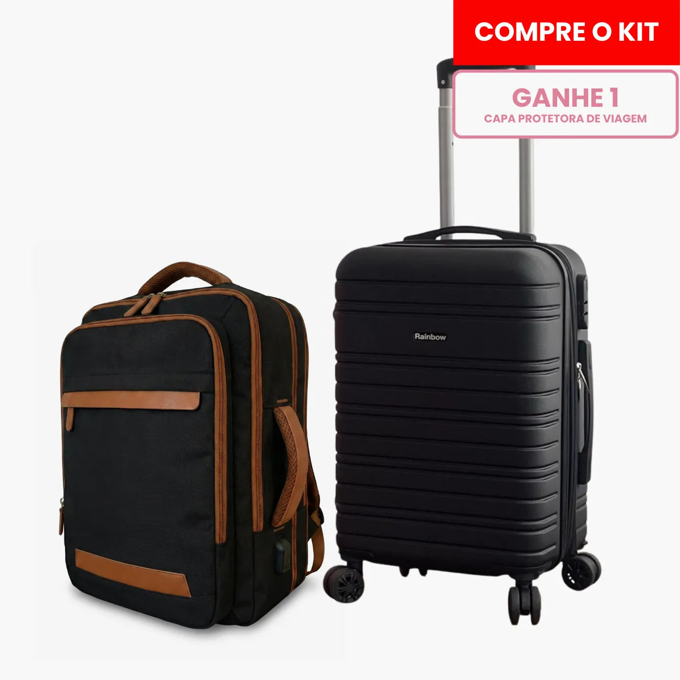 Kit Mala de Bordo 10kg e Mochila Siena™ com Capa Protetora