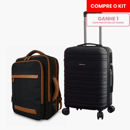 Kit Mala de Bordo 10kg e Mochila Siena™ com Capa Protetora