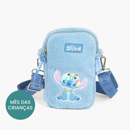 Kit Mochila e Bolsa Infantil Stitch Disney Pelúcia 3 Peças - Edição Mês das Crianças
