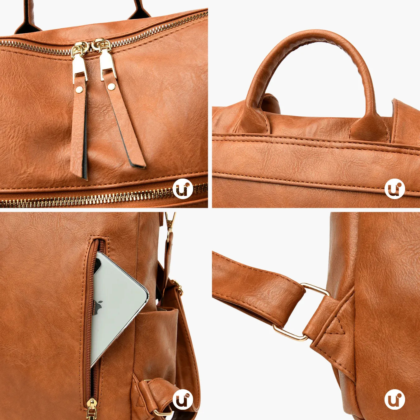 Mochila Feminina Antifurto Impermeável em Couro - Shiny Diary