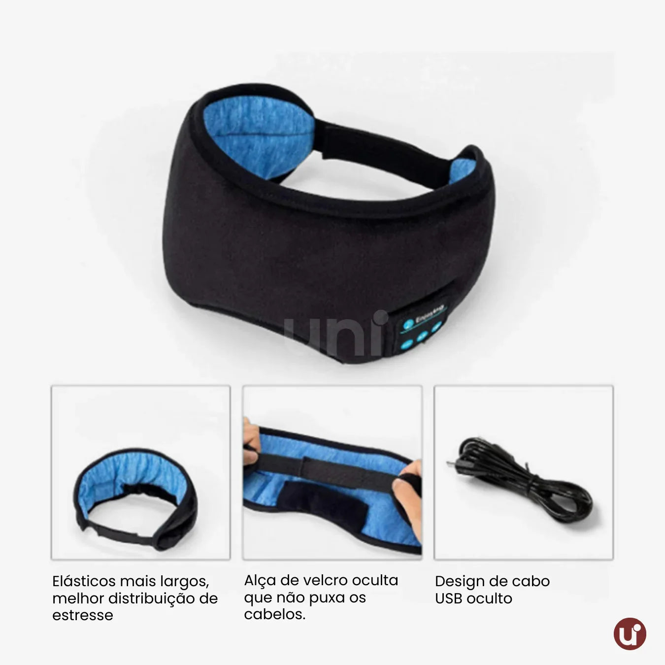 Máscara de Dormir Bluetooth com Fone e Blackout Total - Sono Profundo