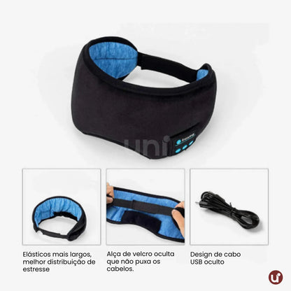 Máscara de Dormir Bluetooth com Fone e Blackout Total - Sono Profundo