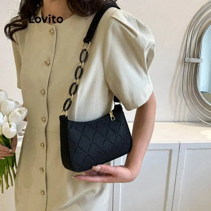 Bolsa de Ombro Hobo Minimalista com Alça de Corrente - Lovito™