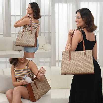 Bolsa para Laptop Feminina de Ombro em Couro Impermeável