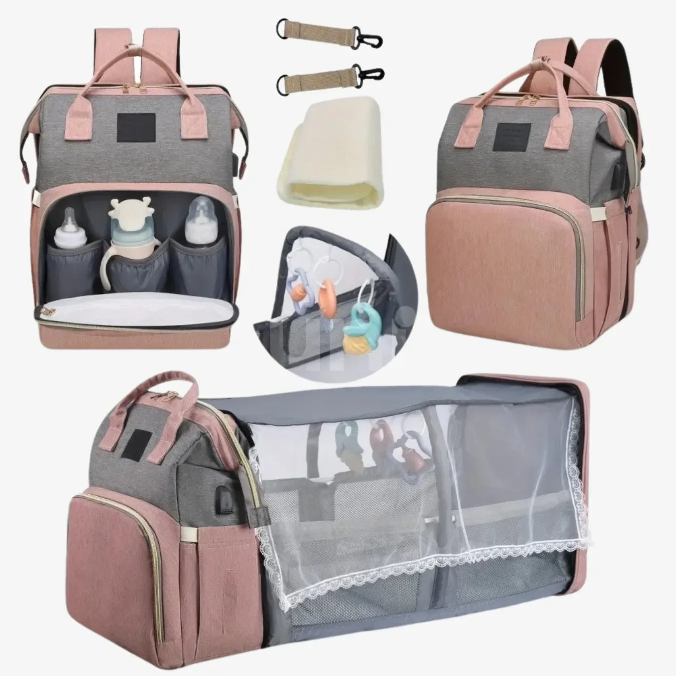 Mochila Maternidade Impermeável com Berço Portátil Térmica - BabyBoo™