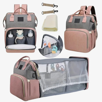 Mochila Maternidade Impermeável com Berço Portátil Térmica - BabyBoo™