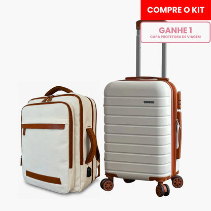 Kit Mala de Bordo 10kg e Mochila Siena™ com Capa Protetora
