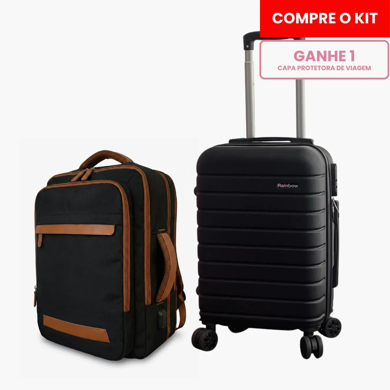 Kit Mala de Bordo 10kg e Mochila Siena™ com Capa Protetora
