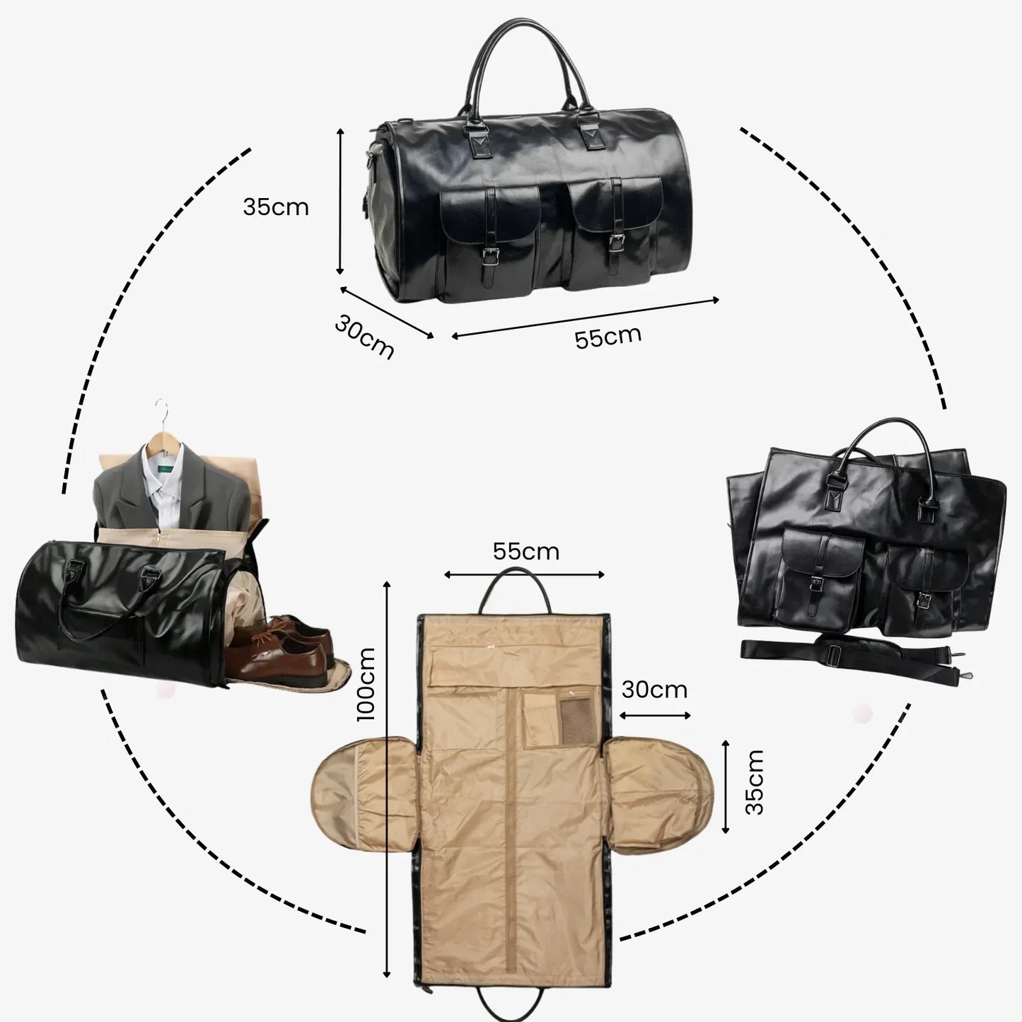 Bolsa de Viagem 2 em 1 Porta-Terno em Couro Premium - ClassyBag™