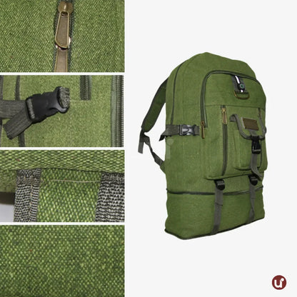 Mochila Masculina de Lona Premium Expansível 50L Resistente à Água