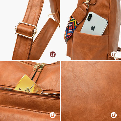 Mochila Feminina Antifurto Impermeável em Couro - Shiny Diary