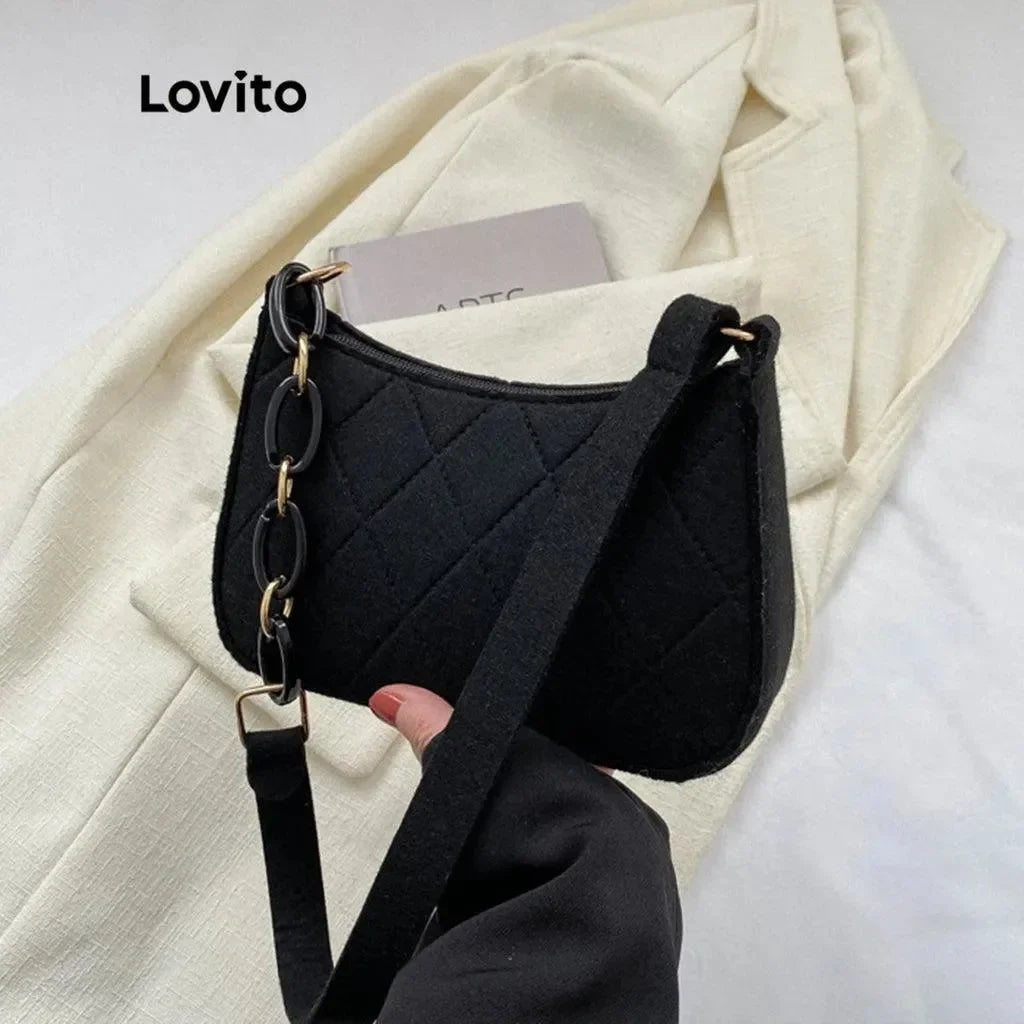 Bolsa de Ombro Hobo Minimalista com Alça de Corrente - Lovito™