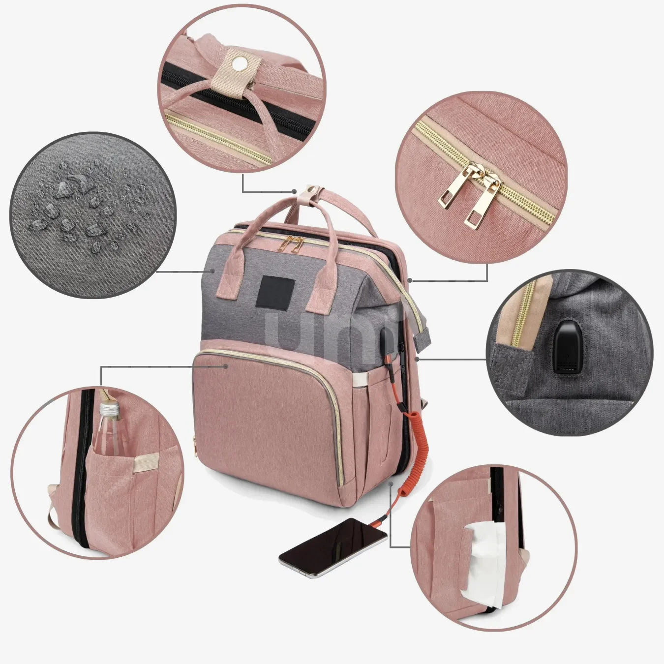 Mochila Maternidade Impermeável com Berço Portátil Térmica - BabyBoo™